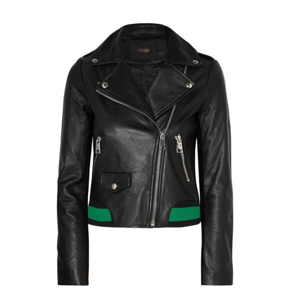100%Authentic Maje women black leather jacket